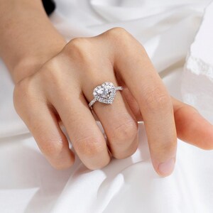 Heart Cut 1ct Lab Grown Diamond Engagement Ring | Single Halo Lab Diamond Ring | 1 Carat Ethical Heart Diamond | Custom Made Fine Jewelry