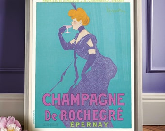 Vintage Champagne Poster, Retro Bar Cart Wall Art (Digital Download)