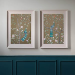 Chinoiserie Wall Art, Chinoiserie Print, Bird Peacock Printable Wall Art, Grandmillenial Art, Grandmillenial Decor, Instant Digital Download