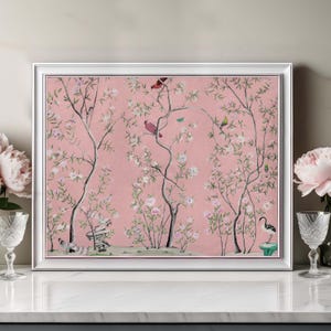 Chinoiserie Wall Art, Nursery Chinoiserie Print, Bird Printable Wall Art, Grandmillenial Art, Cottagecore Decor, Instant Digital Download