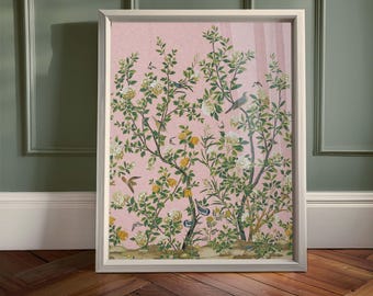 Chinoiserie Wall Art, Chinoiserie Print, Bird Printable Wall Art, Grandmillenial Art, Grandmillenial Decor, Instant Digital Download