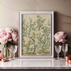 Chinoiserie Wall Art, Chinoiserie Print, Bird Printable Wall Art, Grandmillenial Art, Grandmillenial Decor, Instant Digital Download