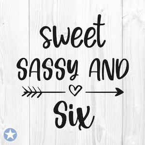 Sweet Sassy en zes Svg, verjaardag Svg, 6e verjaardag Svg, zes Svg, zes jaar oud Shirt Svg, Sweet Sassy Svg, gesneden bestanden, Cricut, Svg, Png