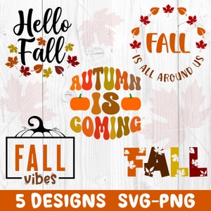 Paquete svg de otoño, svg de otoño, svg de otoño, hola otoño svg, svg de acción de gracias, svg de hojas de otoño, svg de hojas, archivos de corte de otoño, cricut, svg, png