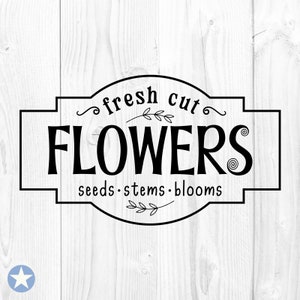 Fleurs coupées fraîches graines tiges fleurs SVG, signe de ferme de fleurs SVG, ferme fraîche SVG, stand de fleurs ferme SVG, Silhouette, Cricut, SVG, Png