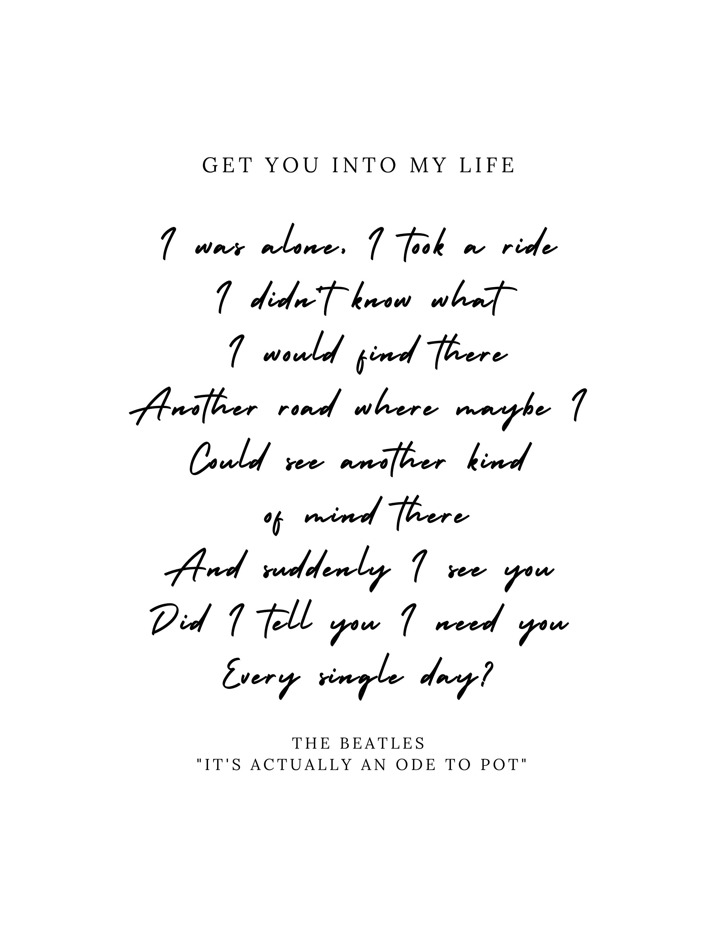 The Beatles Lyrics Wall Art, Printable Quote. Home Decor Etsy