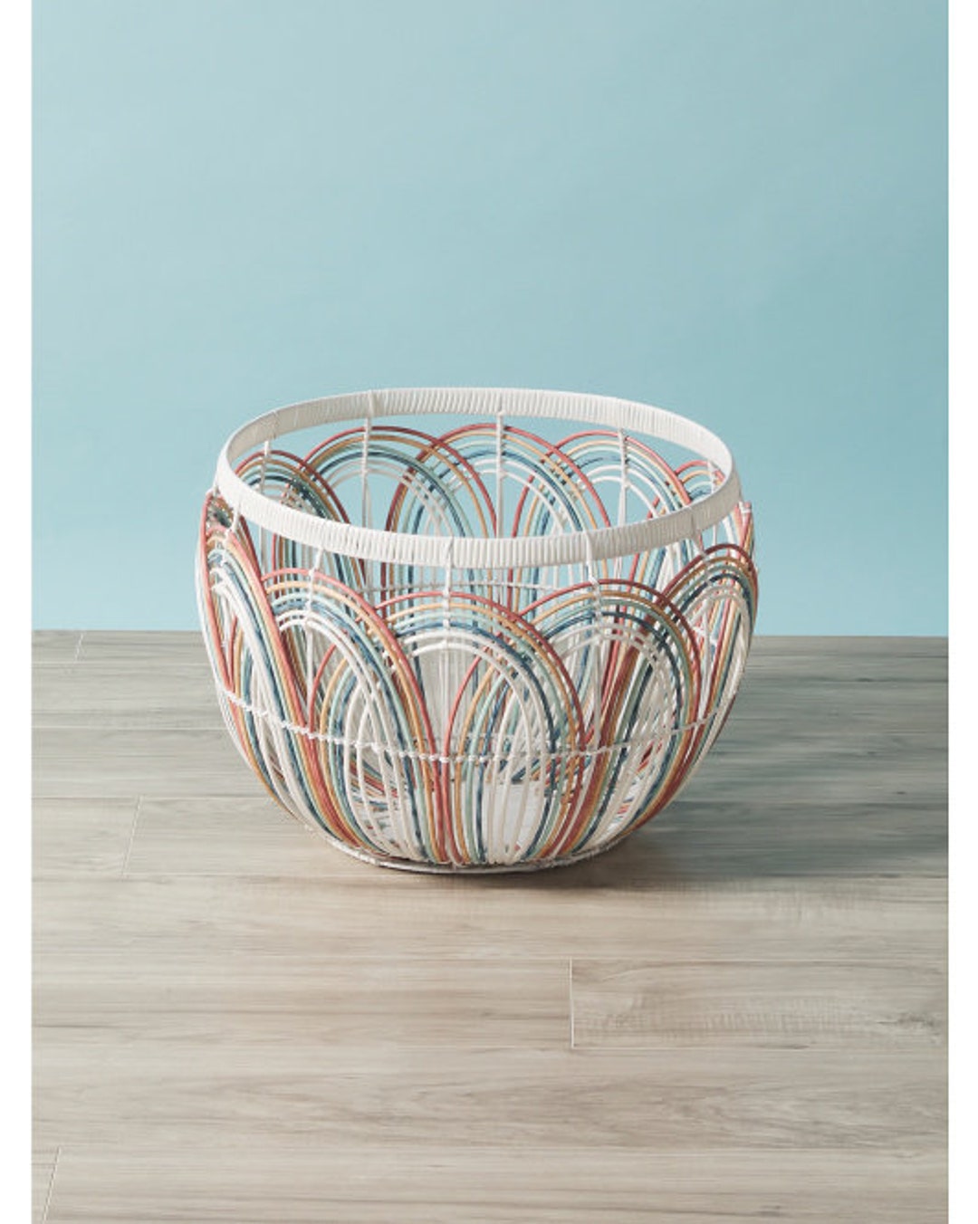 Rainbow Resin Wicker Basket Etsy