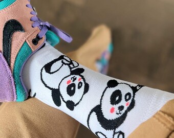 Panda Socken, Valentinstagsgeschenk, Schwarz und Weiß Panda Socken, Geburtstagssocken, bequeme weiche Socken, süße Panda Socken, Lustige Panda Socken