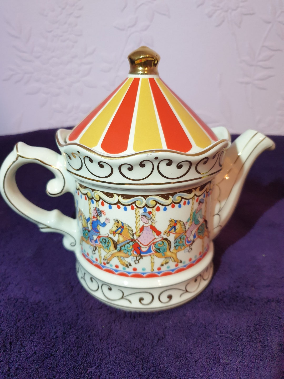 Vintage Sadler Edwardian Carousel Teapot 1980's Etsy