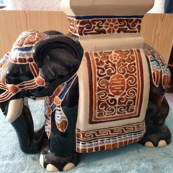 Vintage Ceramic Elephant Plant Stand