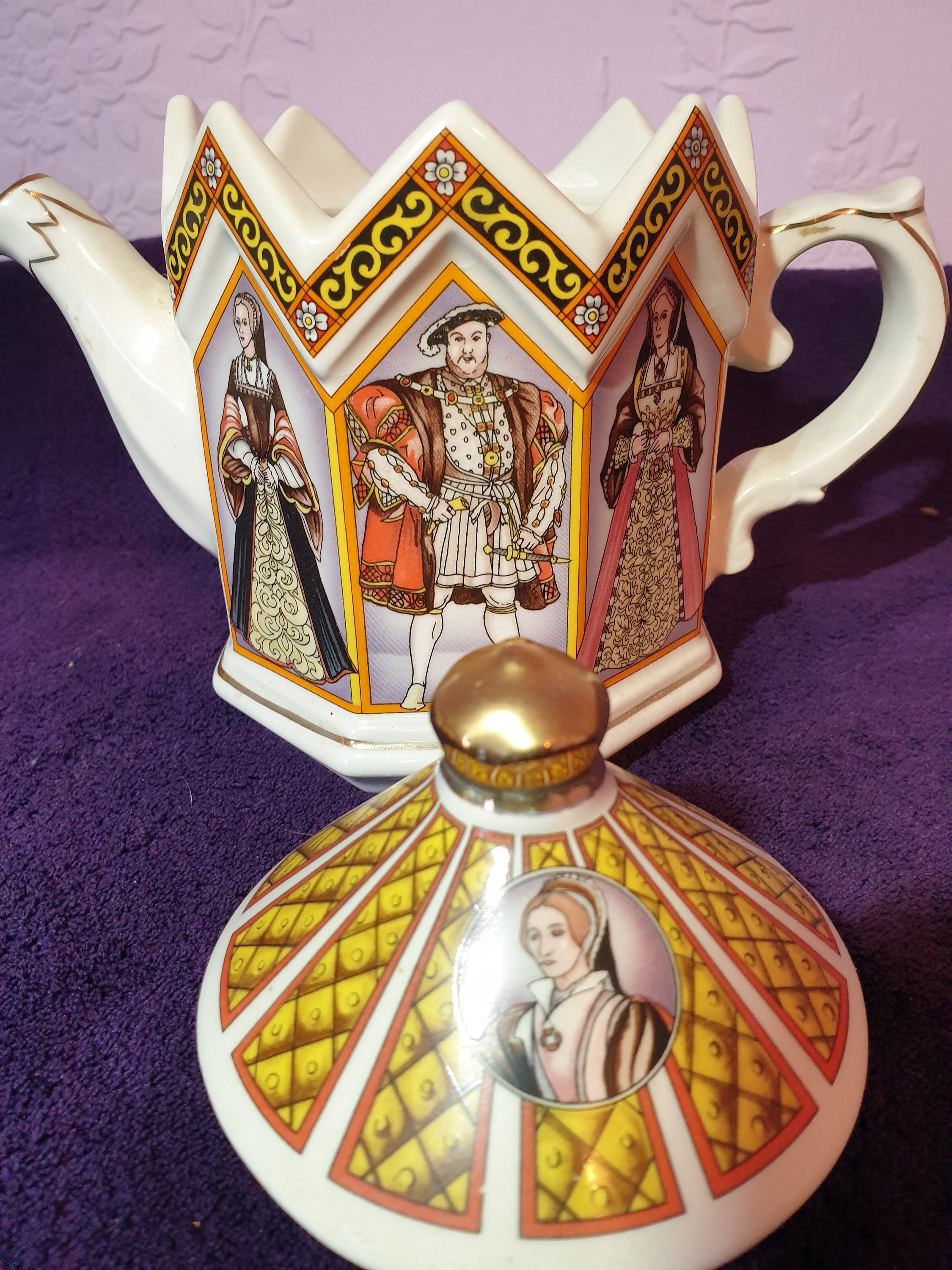 Sadler Henry VIII and His Six Wives Octagon Teapot 1980's Etsy UK