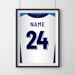 Custom England EURO 2024 Jersey Art: Personalized Football Gift (Digital Print)