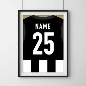 Custom Collingwood AFL Guernsey Art: Personalized Magpies Poster (Digital Printable)