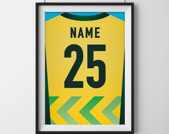 Camiseta personalizada de las Matildas de los Socceroos: Póster de fútbol personalizado (impresión digital)