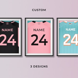 Customisable Inter Miami Three Jersey Wall Art, Football / Soccer Poster, Instant Download Printable. 3 Files.