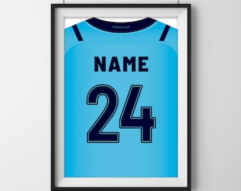 Arte de camiseta personalizada de los NSW Blues: Póster de rugby personalizado (impresión digital)
