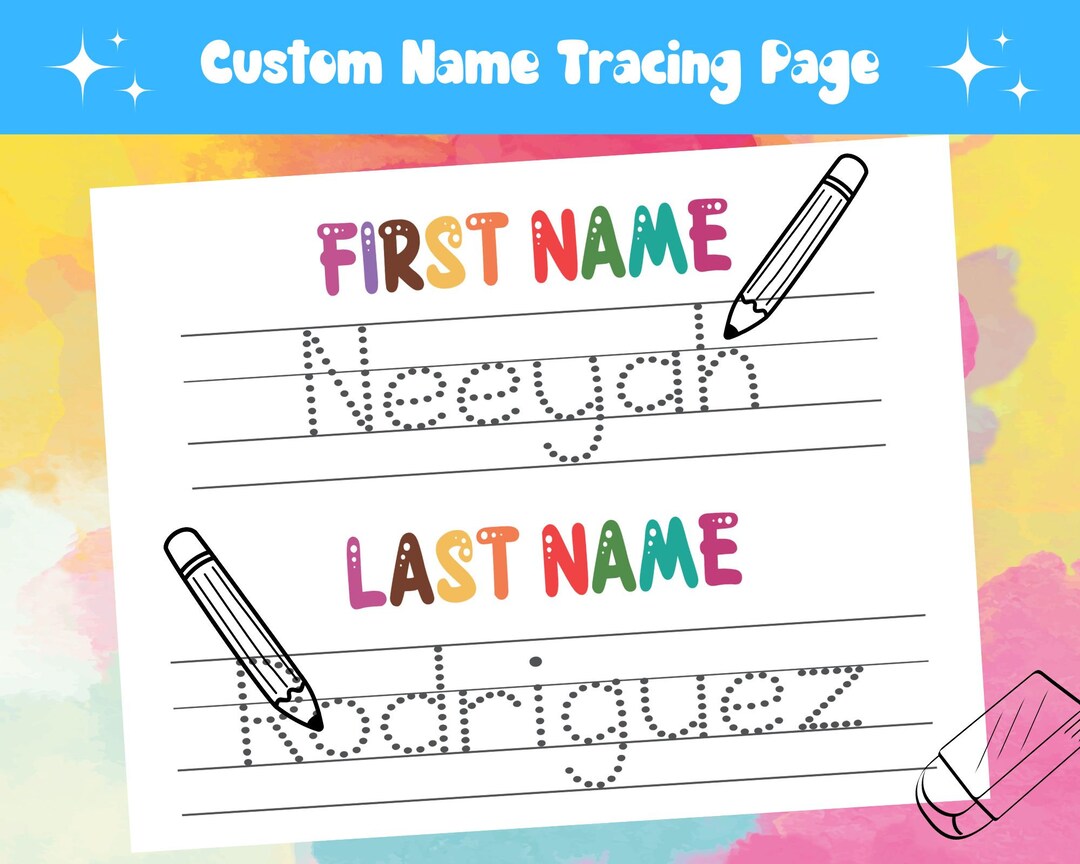 Kids' Personalized Name Tracing: Printable Writing - Etsy