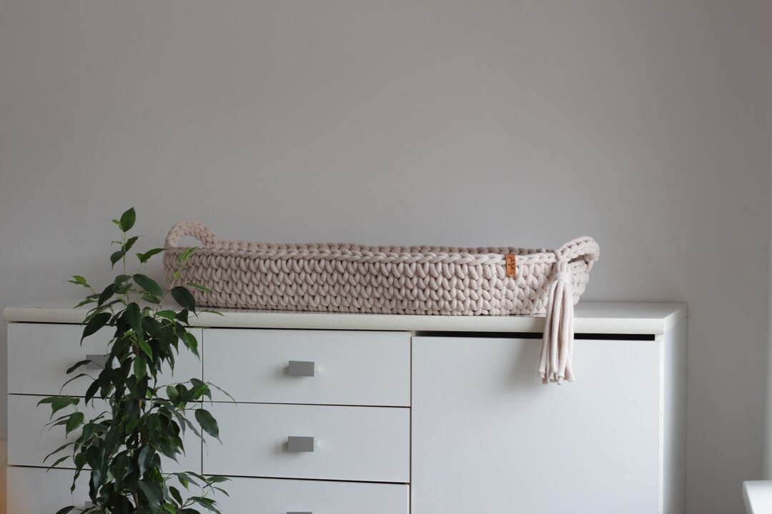 Neutral Changing Mat Light Beige Crochet Changing Basket for Baby, Neutral Nursery Decor ...