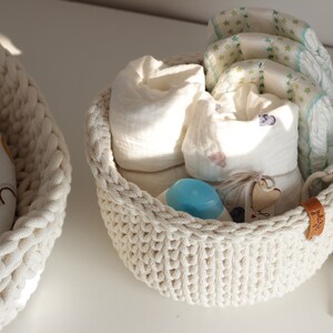 Crochet Diaper Basket in Natural Color made of 100% Cotton Cord Storage Basket, Neutral Nursery Decor, Baby Accessories, Baby Shower Gift, Mom To Be Gift, New Parents Gift, Changing Basket, Changing Table Storage, Napkin Storage, Baby Toys Storage