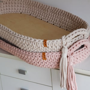 Changing Basket, Crochet Baby Changing Basket with Mattress 46 Amazing Colors, Baby Changing Mat, Baby Changing Table, Nursery Accessories, Scandinavian Nursery Decor, Neutral Nursery Decor, Natural, Beige, Pastel Pink, White, Mint, Baby Shower Gift