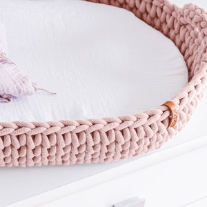 Changing Basket, Crochet Baby Changing Basket with Mattress 46 Amazing Colors,  Baby Changing Mat, Baby Changing Table, Nursery Accessories, Scandinavian Nursery Decor, Neutral Nursery Decor, Natural, Beige, Pastel Pink, White, Mint, Baby Shower Gift