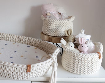 Paniers de rangement au crochet pour couches, 46 couleurs étonnantes, rangement pour table à langer, organisation pour chambre d'enfant, rangement de jouets, décoration de chambre de bébé neutre