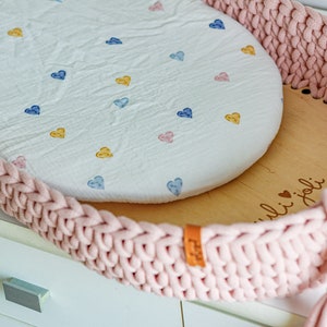 Changing Basket, Crochet Baby Changing Basket with Mattress 46 Amazing Colors,  Baby Changing Mat, Baby Changing Table, Nursery Accessories, Scandinavian Nursery Decor, Neutral Nursery Decor, Natural, Beige, Pastel Pink, White, Mint, Baby Shower Gift