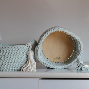 Dust Mint Cotton Crochet Diaper Basket, Mint Crochet Storage Basket, Neutral Nursery Decor, Baby Shower Gift, Mom To Be Gift, New Parents Gift, Baby Dresser Storage, Milk Green Nursery Storage, Toy Storage, Changing Table Diaper Storage, Bath Storage