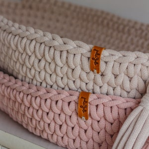 Changing Basket, Crochet Baby Changing Basket with Mattress 46 Amazing Colors,  Baby Changing Mat, Baby Changing Table, Nursery Accessories, Scandinavian Nursery Decor, Neutral Nursery Decor, Natural, Beige, Pastel Pink, White, Mint, Baby Shower Gift