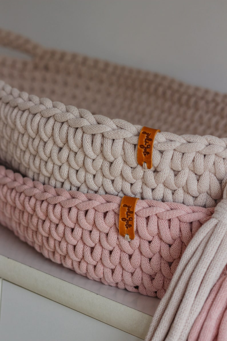 Changing Basket, Crochet Baby Changing Basket with Mattress 46 Amazing Colors,  Baby Changing Mat, Baby Changing Table, Nursery Accessories, Scandinavian Nursery Decor, Neutral Nursery Decor, Natural, Beige, Pastel Pink, White, Mint, Baby Shower Gift