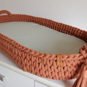 Changing Basket, Crochet Baby Changing Basket with Mattress 46 Amazing Colors,  Baby Changing Mat, Baby Changing Table, Nursery Accessories, Scandinavian Nursery Decor, Neutral Nursery Decor, Natural, Beige, Pastel Pink, White, Mint, Baby Shower Gift