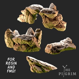 Digital STL file download for Fantasy Rock x4 Tabletop Terrain
