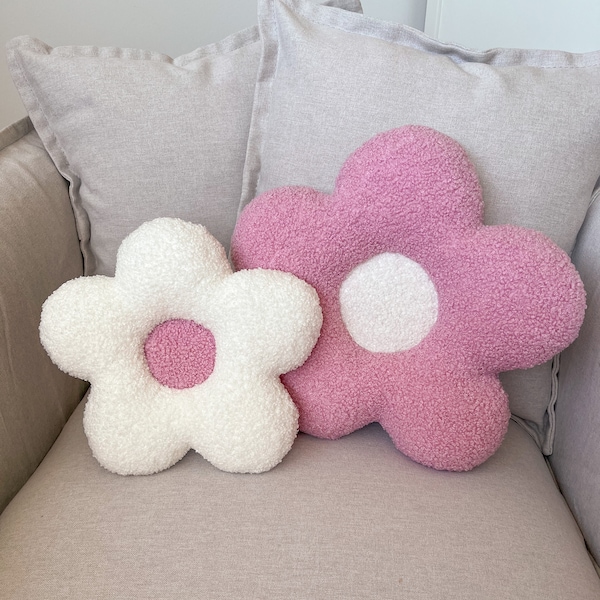 Pink and white Daisy flower shaped cushion