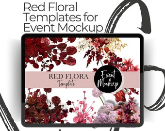 RED FLORA - Event styling, Party backdrop, Event planning, png template, Wedding Flowers, Event decor, wedding planning, Wedding mockup