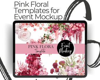 PINK FLORA - Event styling, Party backdrop, Event planning, png template, Wedding Flowers, Event decor, wedding planning, event mockup