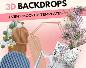 BACKDROP digital canva template wedding event frame mockup decor party props planner wedding design planning boho balloon garland arch wood