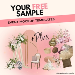 SAMPLE PACK Wedding Event decor mockup Party backdrops planning planner digital props mockup canva template Styling Wedding Flowers design