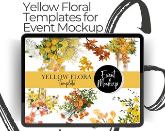 YELLOW FLORA Wedding & Event mockup, Party backdrops, Event planning, digital mockup template, Event Styling, Wedding Flowers, Event decor