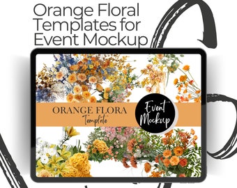 ORANGE FLORA - Event styling, Party backdrop, Event planning, png template, Wedding Flowers, Event decor, wedding planning, Wedding mockup