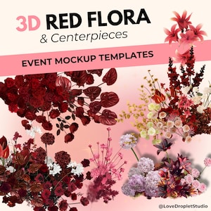 RED FLORA - Event styling, Party backdrop, Event planning, png template, Wedding Flowers, Event decor, wedding planning, Wedding mockup