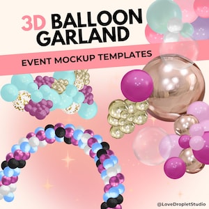 BALLOON GARLAND, Event styling, Party backdrop, Event planning, Event decor, balloon template, party mockup, small business, Balloon mockup