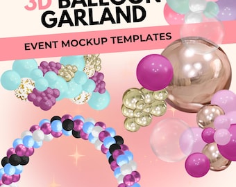 BALLOON GARLAND, Event styling, Party backdrop, Event planning, Event decor, balloon template, party mockup, small business, Balloon mockup