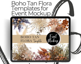 BOHO TAN FLORA - Event styling, Party backdrop, Event planning, boho party, Wedding Flowers, Event decor, wedding planning, Wedding mockup