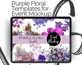 PURPLE FLORA - Event styling, Party backdrop, Event planning, png template, Wedding Flowers, Event decor, wedding planning, Wedding mockup