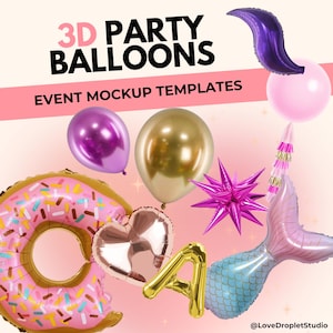 PARTY BALLOONS Event styling wedding backdrop foil latex Balloon Menu Event deco canva digital template design small business decor mockup