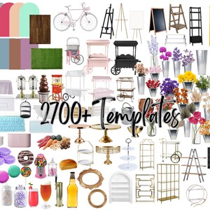 2700+ 3D mockup template bundle for food display like buffet, candy bars, flower bar grazing table