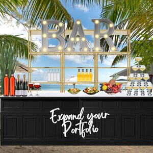 3D realistic event mockup png digital template using canva design for artists designers planners business. wedding, kids party, balloon, backdrop, bridal shower, baby shower, birthday, table setting, planner, event planning, dessert table, candy bar