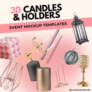 Bougies et porte-bougies, décoration d&#39;événement, toile de fond de fête, planification d&#39;événement, décoration d&#39;événement, organisateur de mariage, maquette de mariage, maquette numérique, mise en place de la table