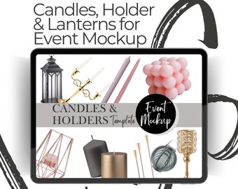 CANDLES & HOLDER, Event styling, Party backdrop, Event planning, Event decor, wedding planner, Wedding mockup, digital mockup, table setting