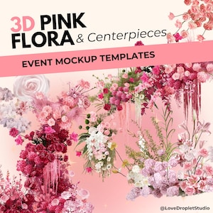 PINK FLORA - Event styling, Party backdrop, Event planning, png template, Wedding Flowers, Event decor, wedding planning, event mockup